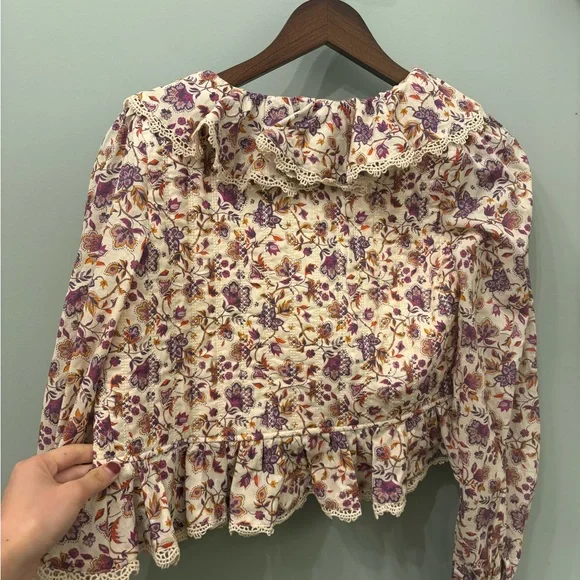 Sezane alexiana nausica quilted ruffle blouse - Picture 8 of 13